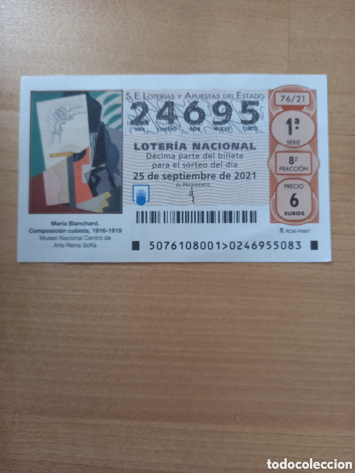 Nationale spanische Lotterie: LOTER&Iacute;A 25 SEPTIEMBRE 2021 - MAR&Iacute;A BLANCHARD, COMPOSICI&Oacute;N CUBISTA