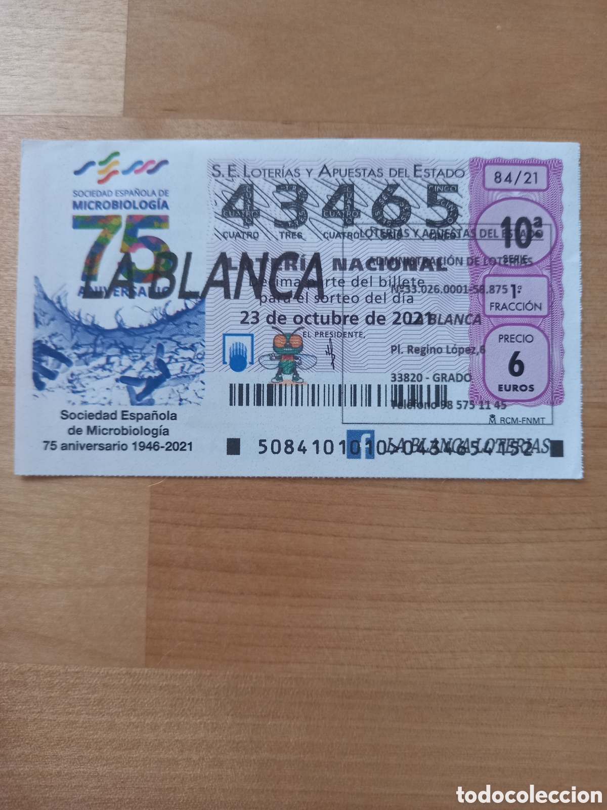 Loterie Nationale: LOTER&Iacute;A 23 OCTUBRE 2021 - SOCIEDAD ESPA&Ntilde;OLA DE MICROBIOLOG&Iacute;A, 75 ANIVERSARIO