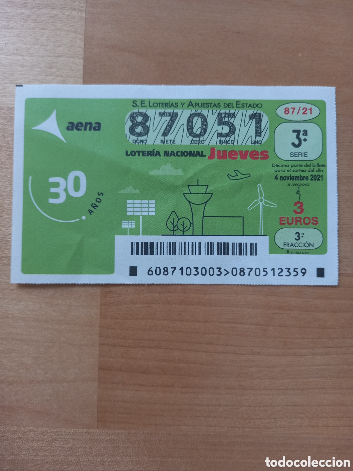 Loterie Nationale: LOTER&Iacute;A 4 NOVIEMBRE 2021 - AENA, 30 A&Ntilde;OS