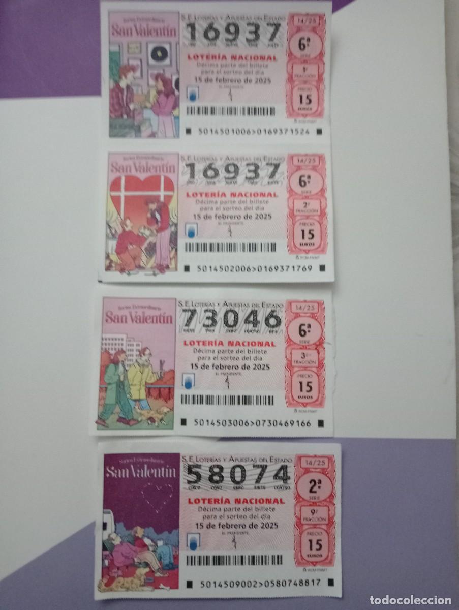 Loterie Nationale: 4 DECIMO DIFERENTES SORTEO 14 A&Ntilde;O 2025 SAN VALENTIN
