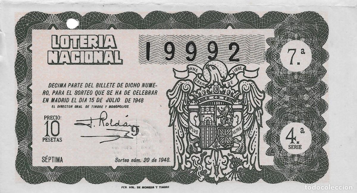 National Spanish Lottery: LOTER&Iacute;A NACIONAL. SORTEO 20 DE 1948