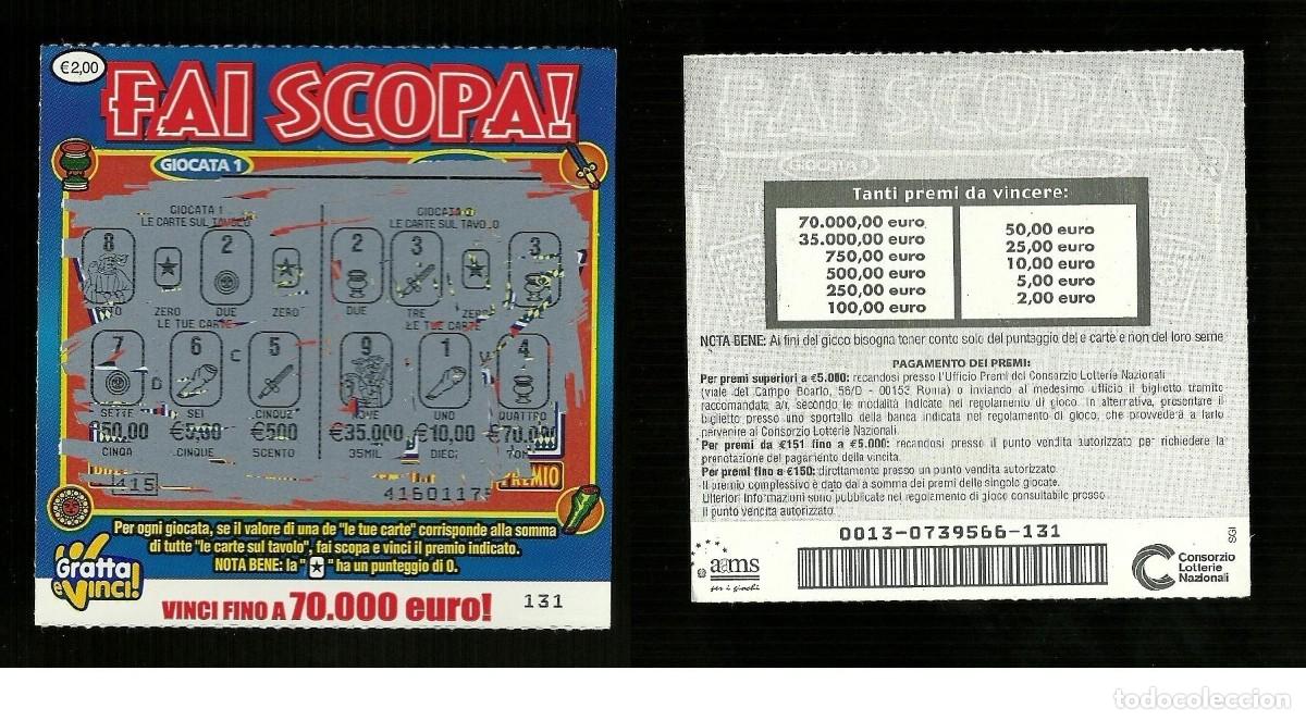 Nationale spanische Lotterie: Gratta e Vinci - Fai Scopa - Lotto 13