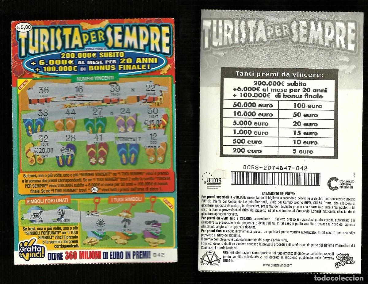 Nationale spanische Lotterie: Gratta e Vinci - Turista per Sempre - Lotto 58