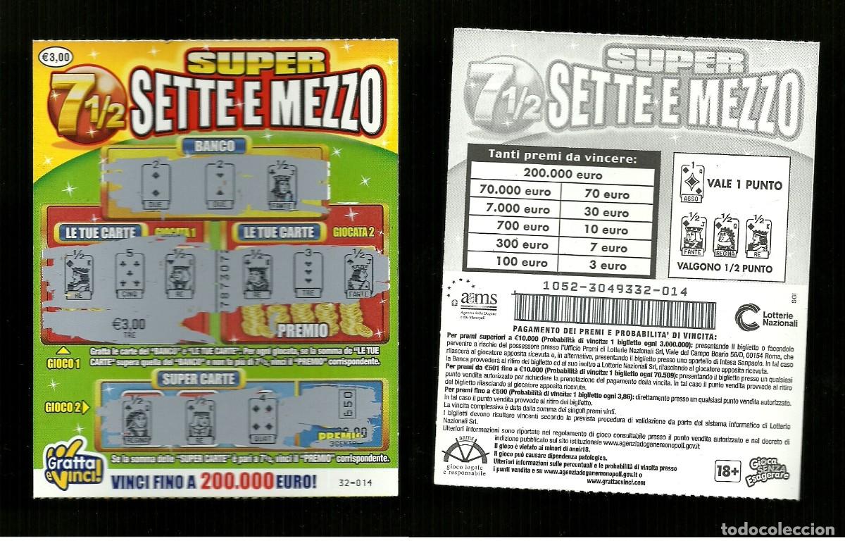 Nationale spanische Lotterie: Gratta e Vinci - Super sette e mezzo - Lotto 1052