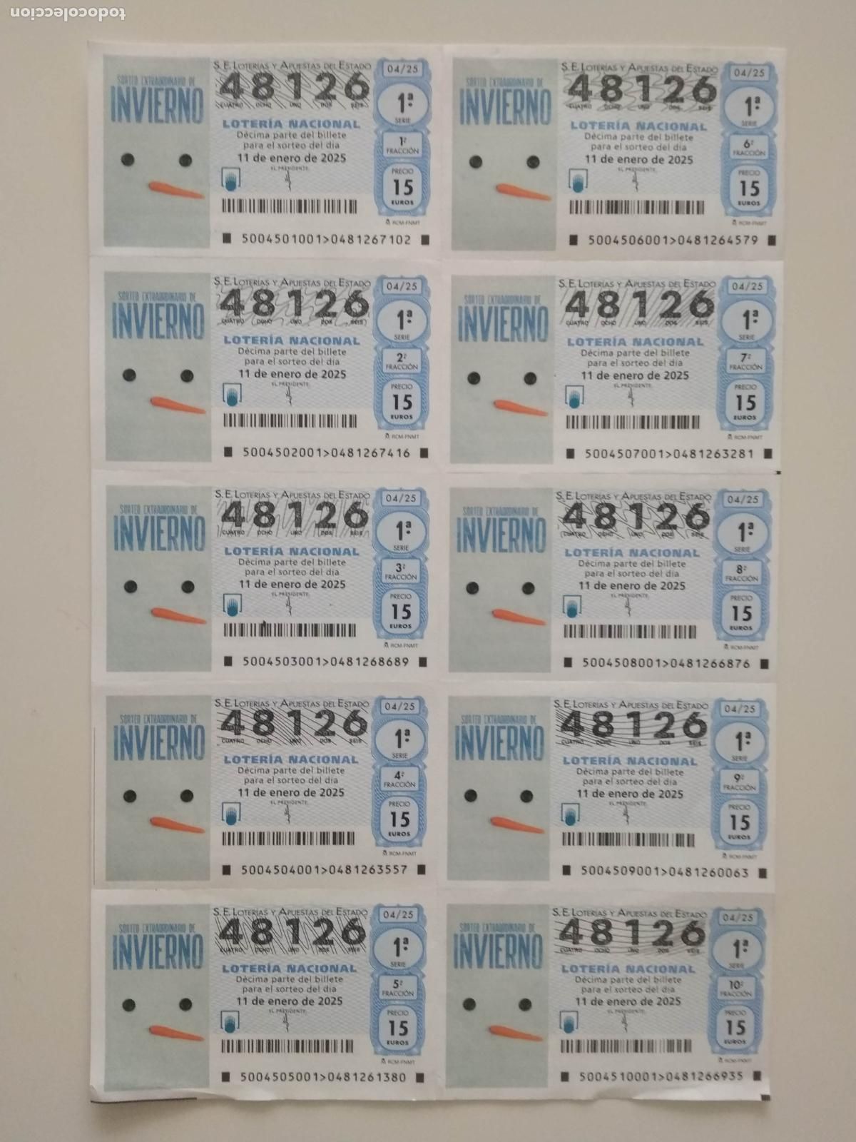 Lotaria Nacional: BILLETE COMPLETO DE LOTERIA NACIONAL A&Ntilde;O 2025 SORTEO N&ordm; 4 EXTRAORDINARIO DE INVIERNO
