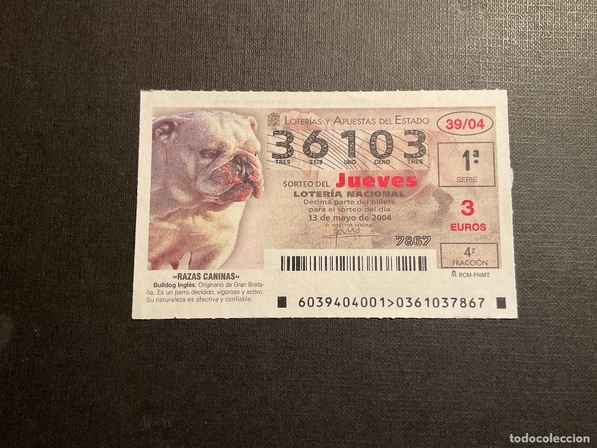 Nationale spanische Lotterie: DECIMO LOTERIA JUEVES N&ordm; 36103 SORTEO 39 A&Ntilde;O 2004