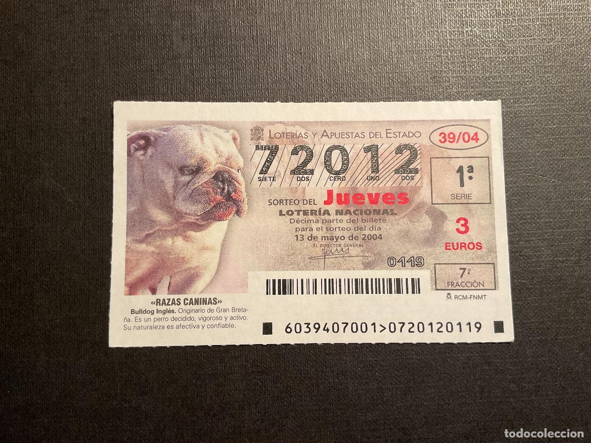 Nationale spanische Lotterie: DECIMO LOTERIA JUEVES N&ordm; 72012 SORTEO 39 A&Ntilde;O 2004