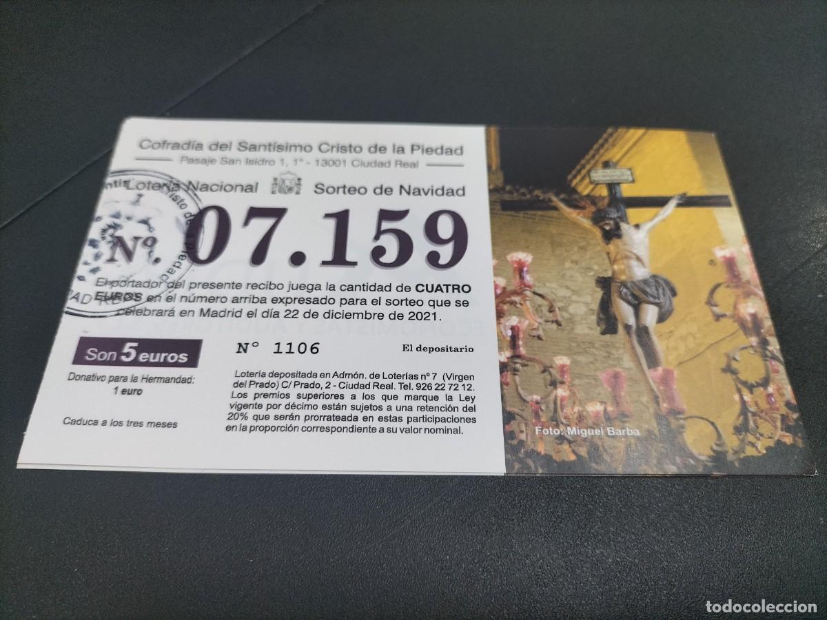 Nationale spanische Lotterie: 1 PARTICIPACION LOTER&Iacute;A NAVIDAD 22 DICIEMBRE 2021 - COFRADIA DEL CRISTO DE LA PIEDAD ( CIUDAD REAL