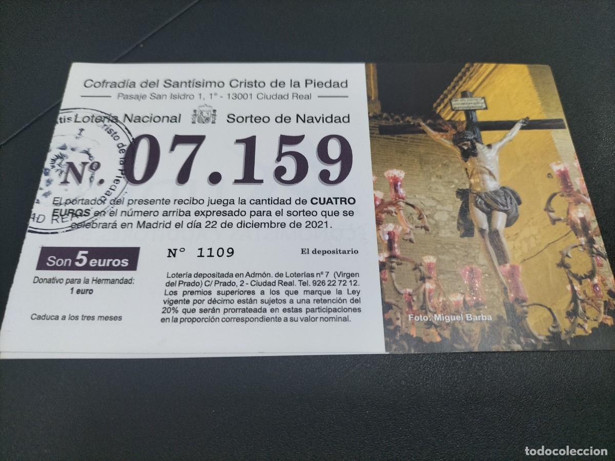 Nationale spanische Lotterie: 1 PARTICIPACION LOTER&Iacute;A NAVIDAD 22 DICIEMBRE 2021 - COFRADIA DEL CRISTO DE LA PIEDAD ( CIUDAD REAL