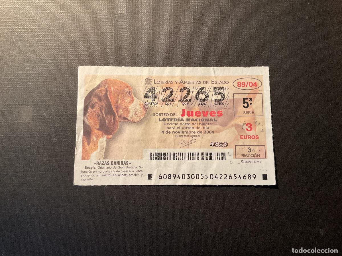 Loterie Nationale: DECIMO LOTERIA JUEVES N&ordm; 42265 SORTEO 89 A&Ntilde;O 2004, CON DOBLEZ