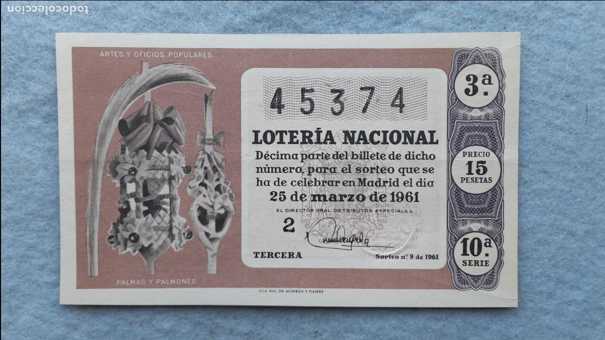 Loter&iacute;a nacional: D&eacute;cimo. Sorteo n&ordm;: 9 de 1961. - Foto 1