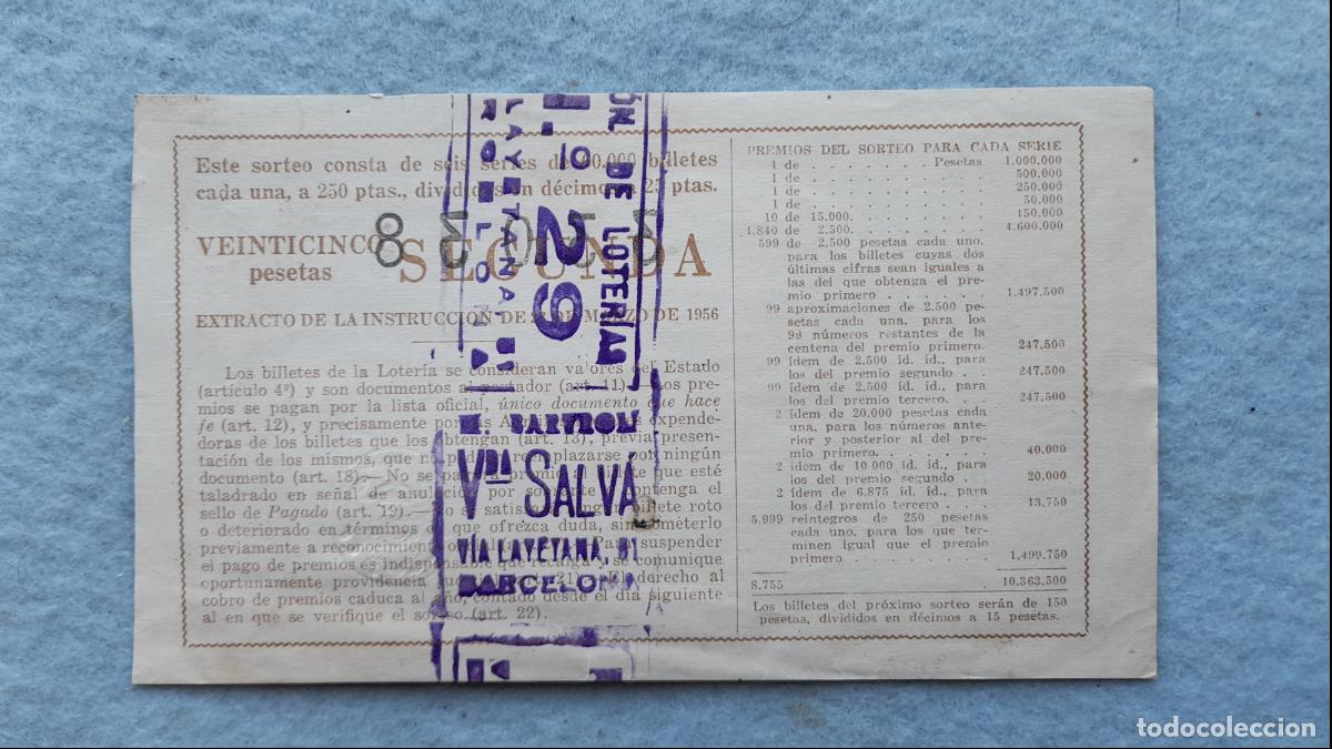 Loter&iacute;a nacional: D&eacute;cimo. Sorteo n&ordm;: 8 de 1961. - Foto 2