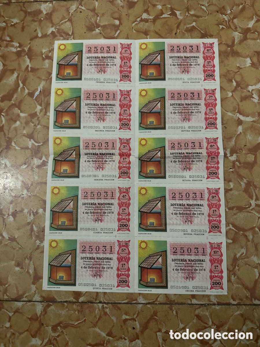 National Spanish Lottery: Billetes de loter&iacute;a a&ntilde;os 78,74,80,81,82,83,84,85,86