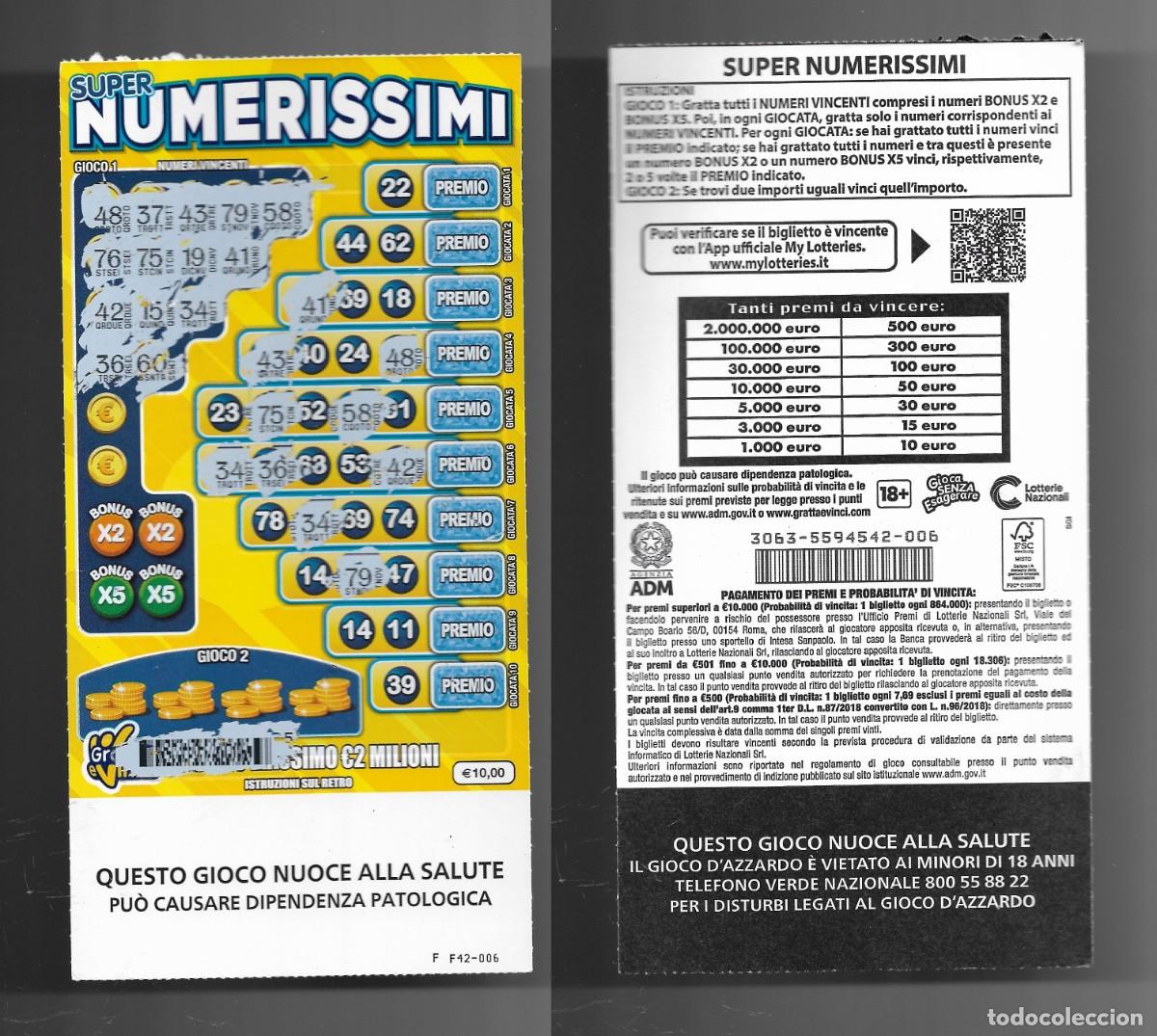 Nationale spanische Lotterie: Gratta e Vinci - il Super Numerissimi - Lotto 3063