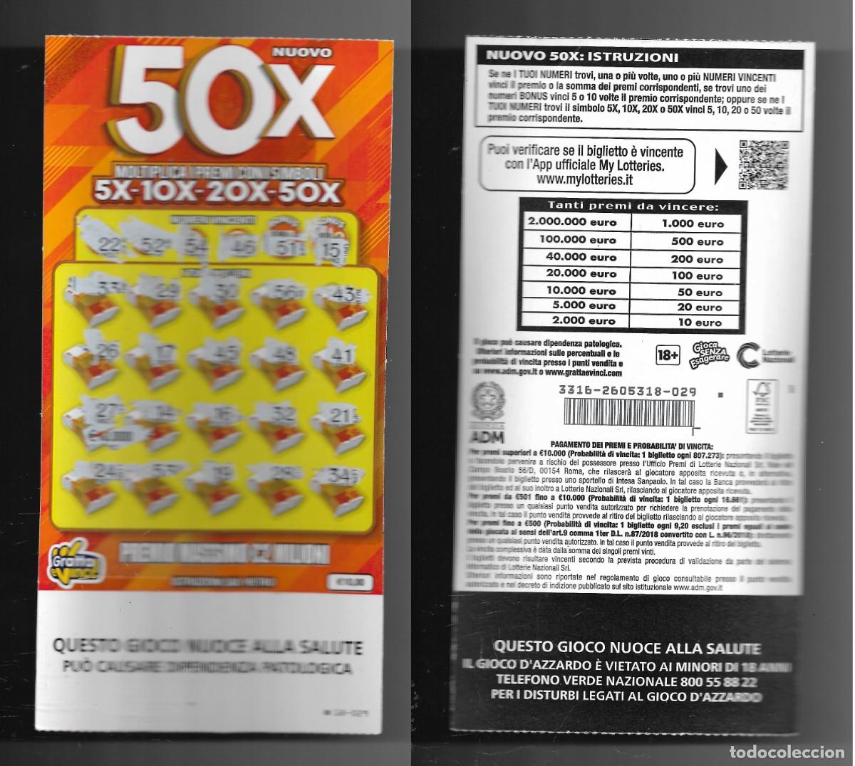Nationale spanische Lotterie: Gratta e Vinci - Nuovo 50X - Lotto 3316