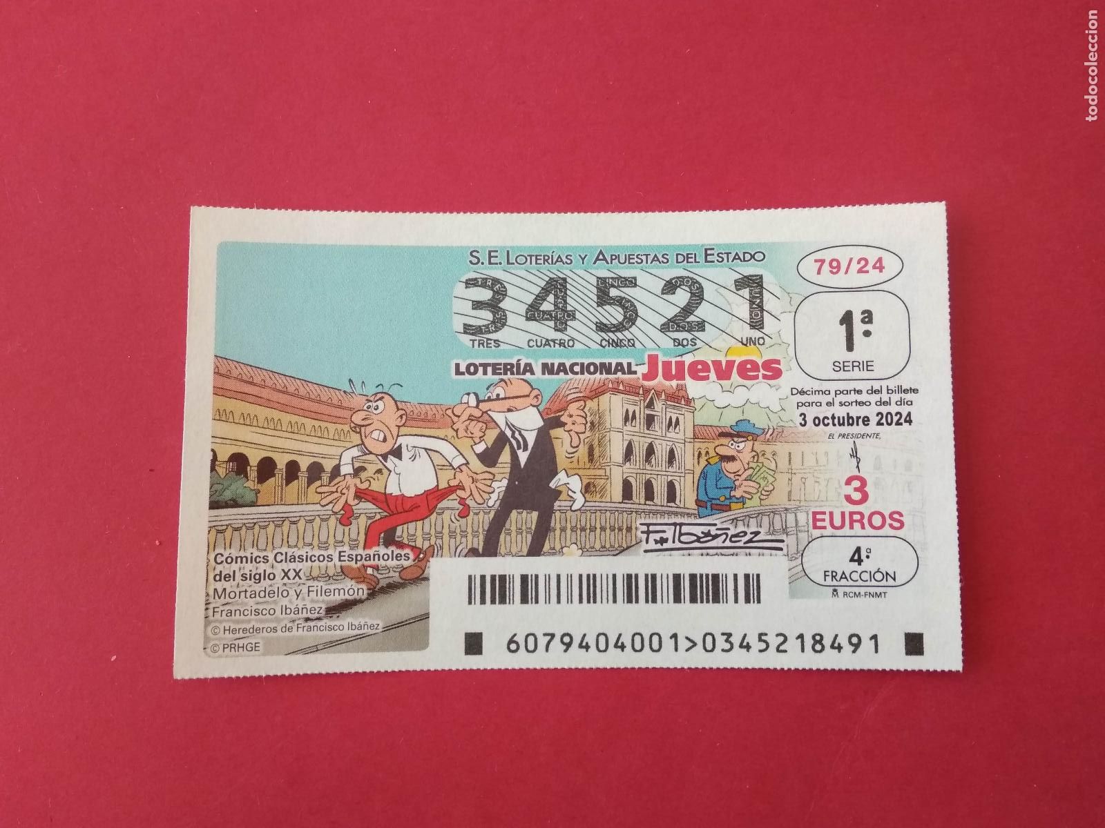 National Spanish Lottery: DECIMO DE LOTERIA NACIONAL JUEVES COMICS CLASICOS ESPA&Ntilde;OLES A&Ntilde;O 2024 SORTEO N 79 MORTADELO Y FILEMON