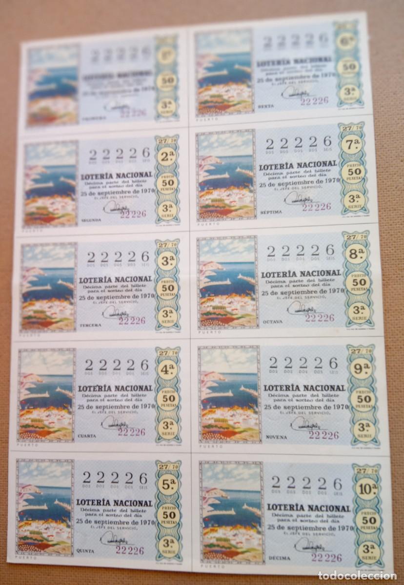 National Spanish Lottery: LOMO2 BILLETE COMPLET0 DEL A&Ntilde;O 1970 CUATRO CIFRAS IGUALES JUNTAS