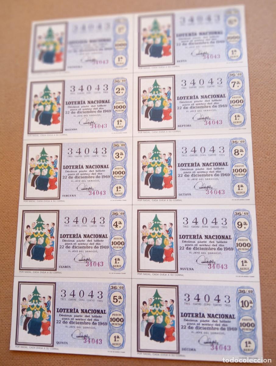 National Spanish Lottery: LOMO2 BILLETE COMPLET0 DEL A&Ntilde;O 1969 CAPICUA