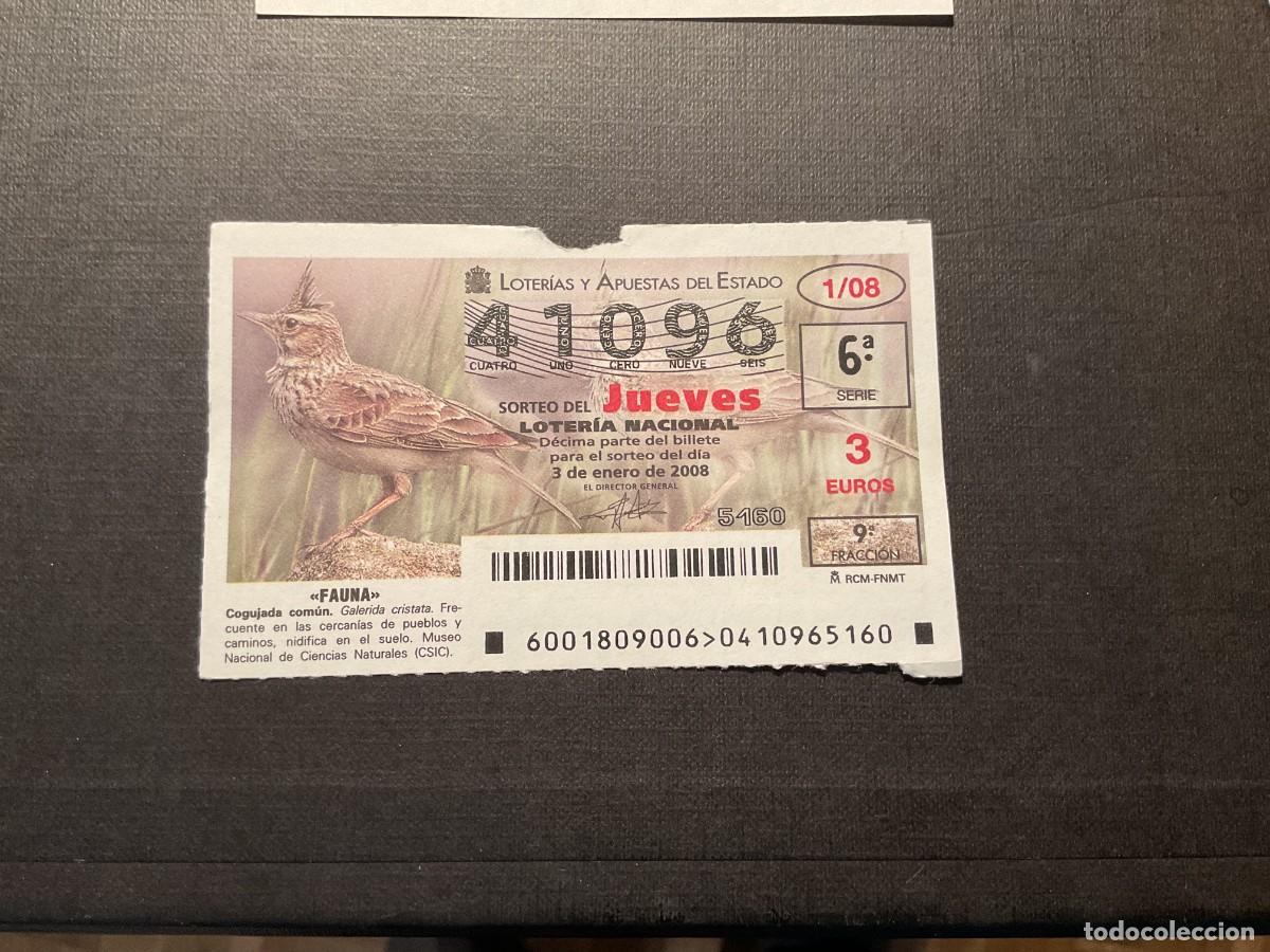 National Spanish Lottery: DECIMO LOTERIA JUEVES N&ordm; 41096 SORTEO 01 A&Ntilde;O 2008