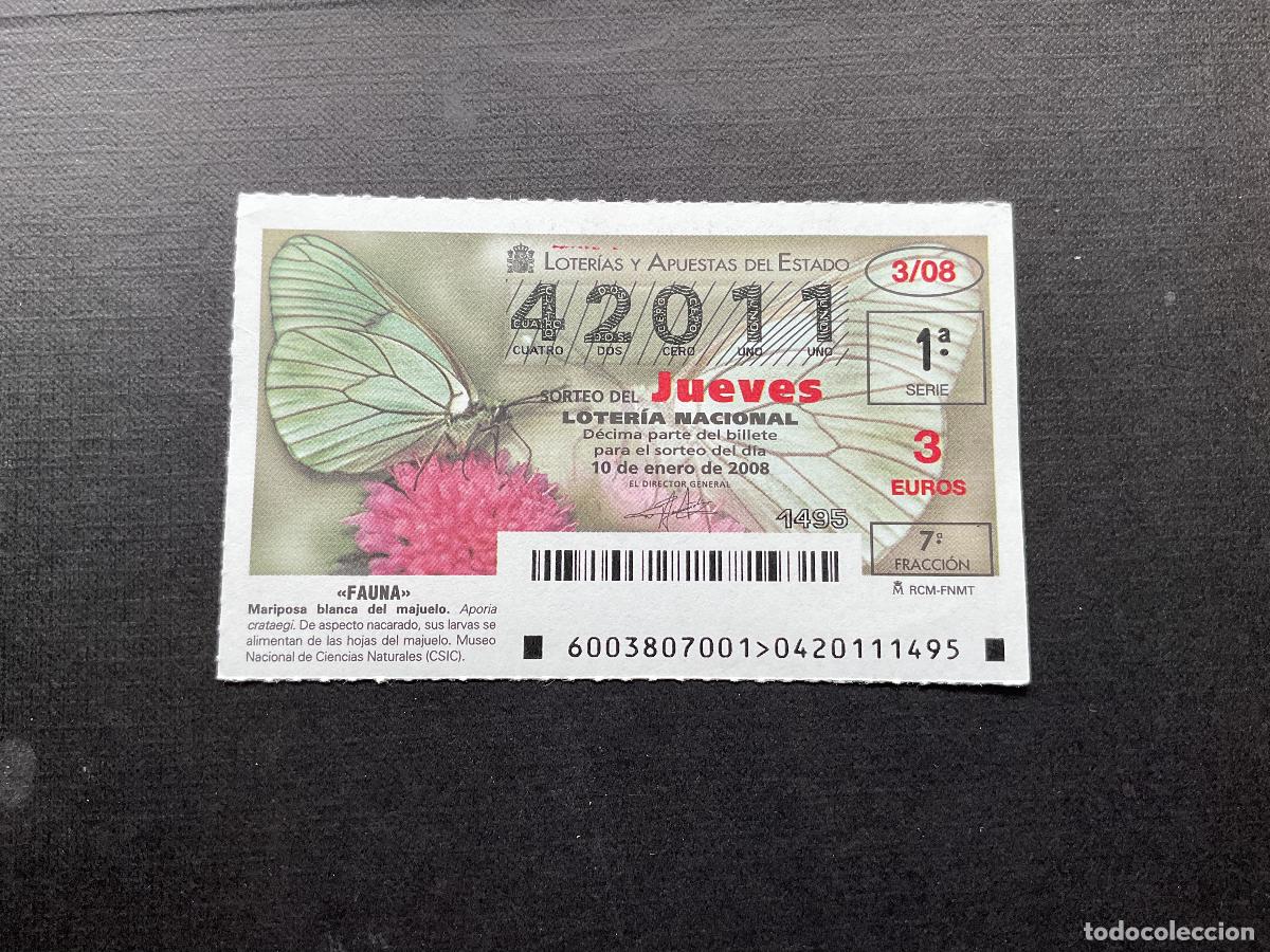 National Spanish Lottery: DECIMO LOTERIA JUEVES N&ordm; 42011 SORTEO 03 A&Ntilde;O 2008