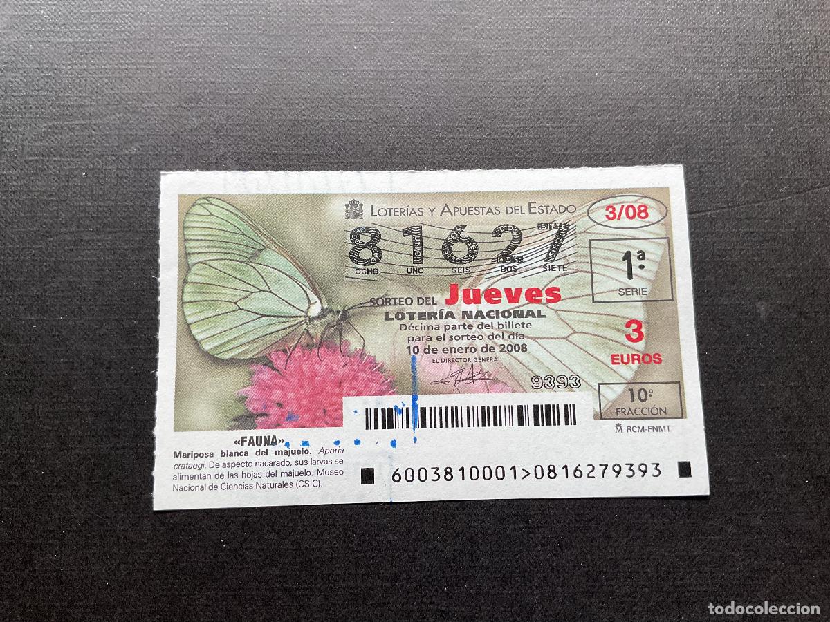 National Spanish Lottery: DECIMO LOTERIA JUEVES N&ordm; 81627 SORTEO 03 A&Ntilde;O 2008