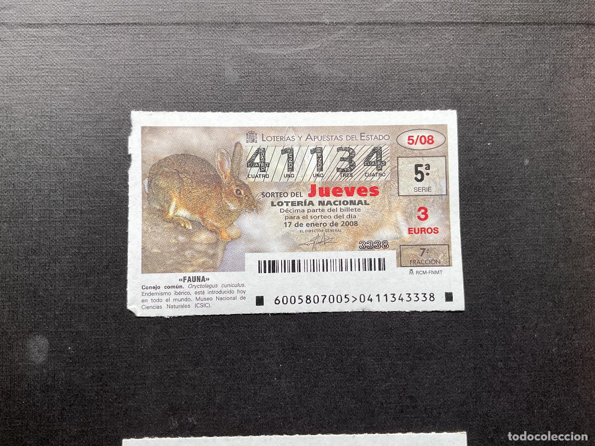 National Spanish Lottery: DECIMO LOTERIA JUEVES N&ordm; 41134 SORTEO 05 A&Ntilde;O 2008