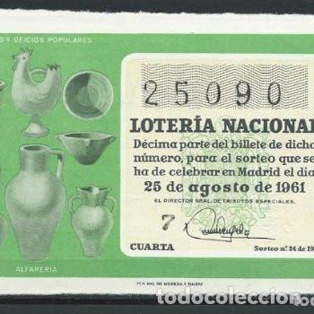 Nationale spanische Lotterie: Loter&iacute;a, D&eacute;cimo del 25 de Agosto de 1961