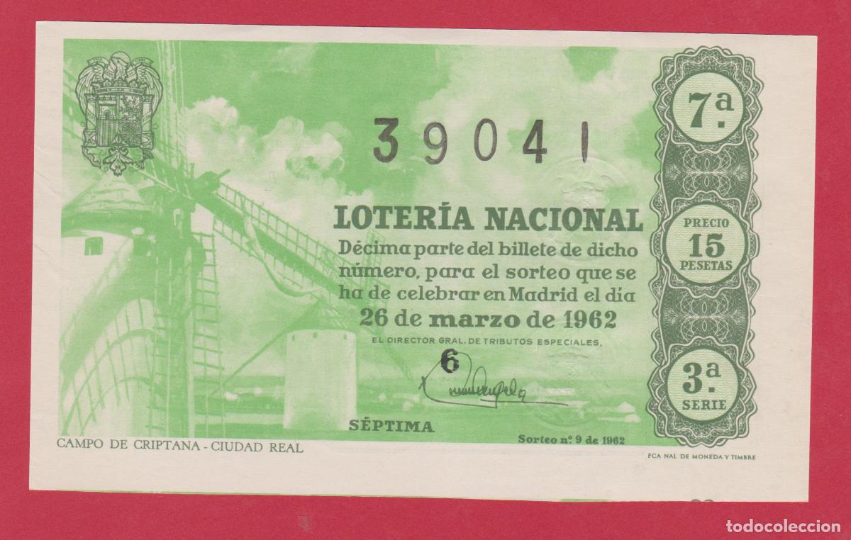 Loterie Nationale: LOTERIA SORTEO 9 DE 1962