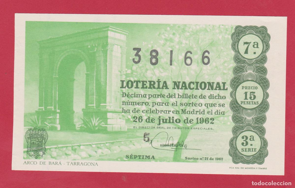 National Spanish Lottery: LOTERIA SORTEO 21 DE 1962