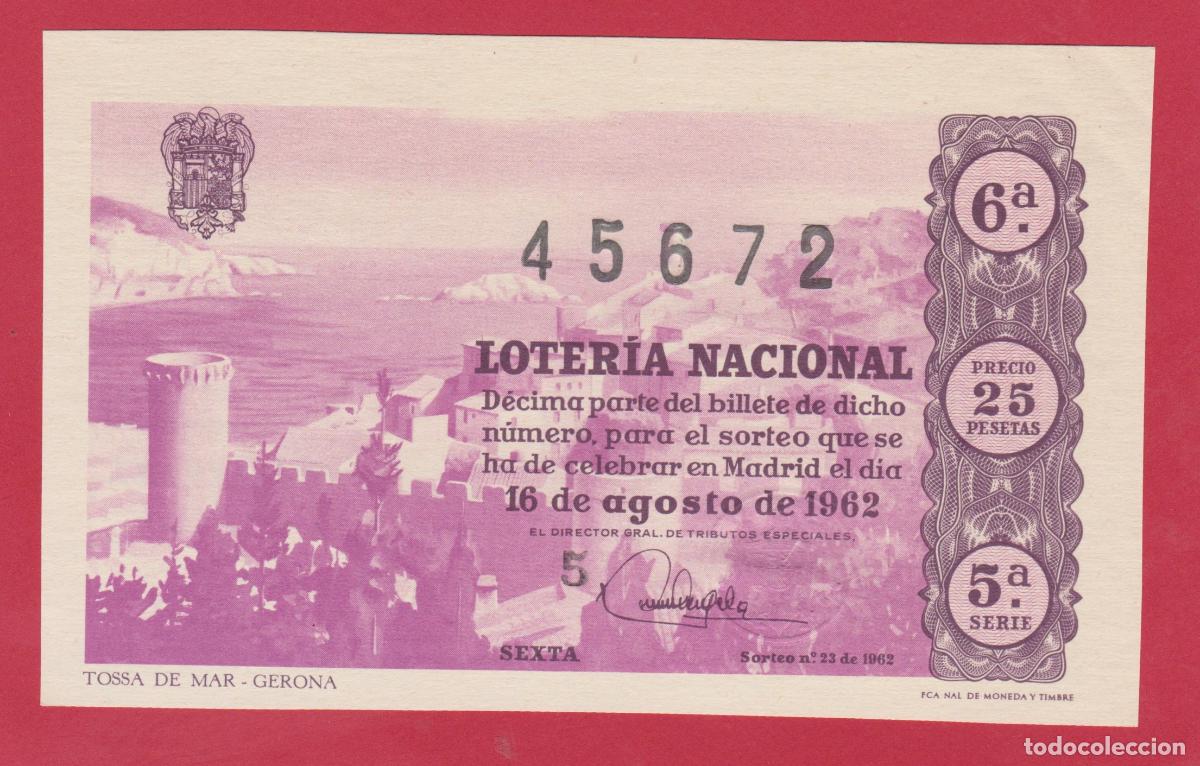 National Spanish Lottery: LOTERIA SORTEO 23 DE 1962