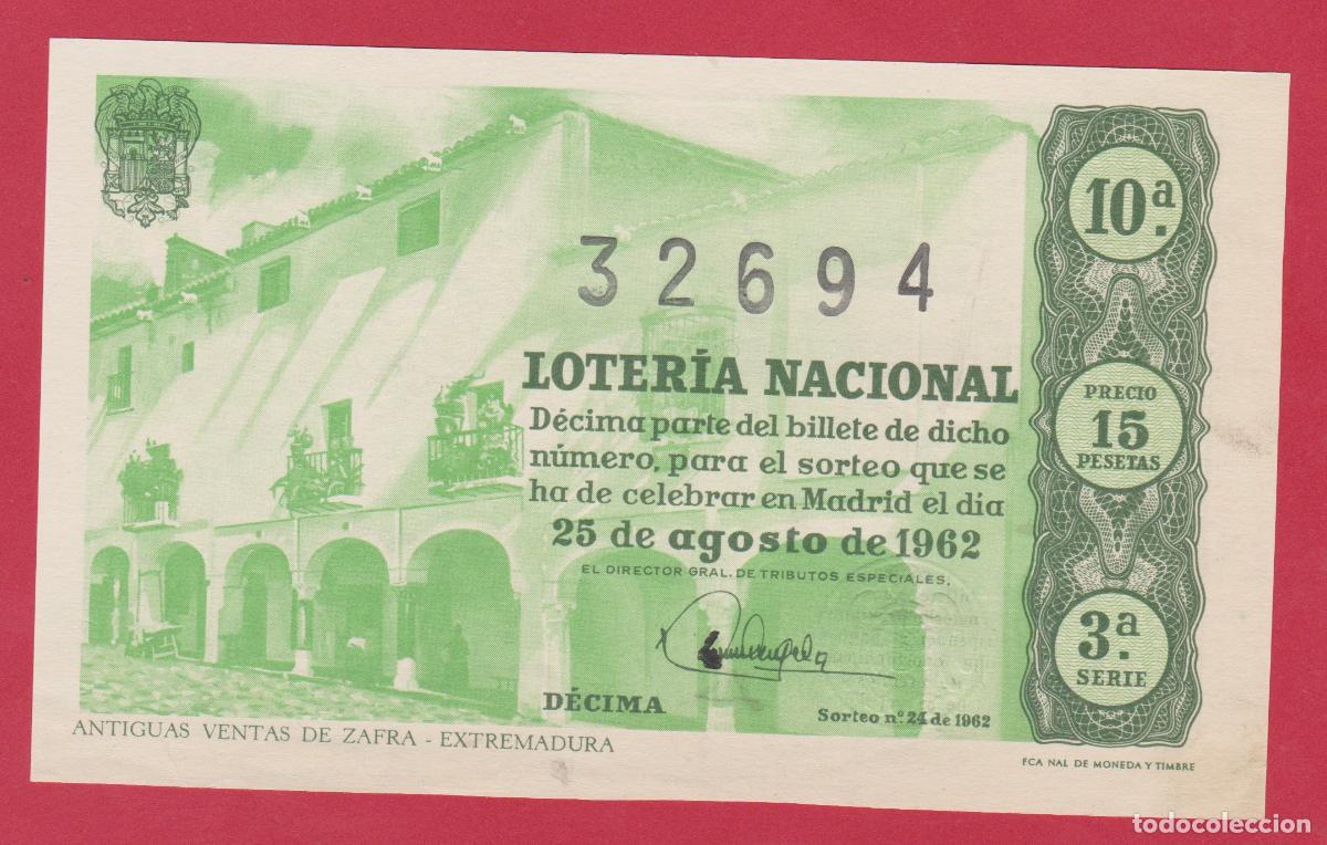 National Spanish Lottery: LOTERIA SORTEO 24 DE 1962