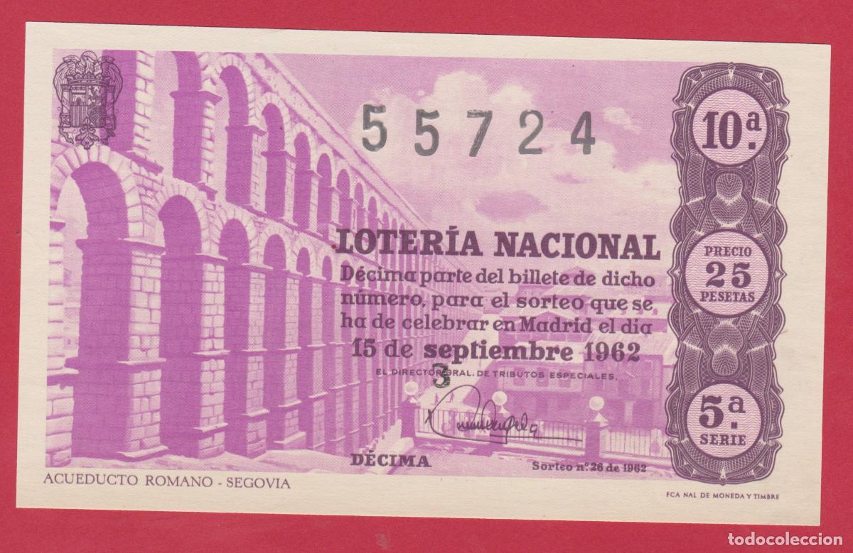 National Spanish Lottery: LOTERIA SORTEO 26 DE 1962