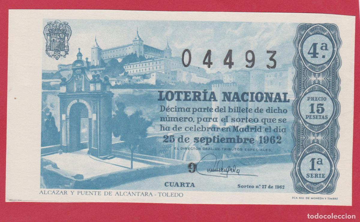 National Spanish Lottery: LOTERIA SORTEO 27 DE 1962