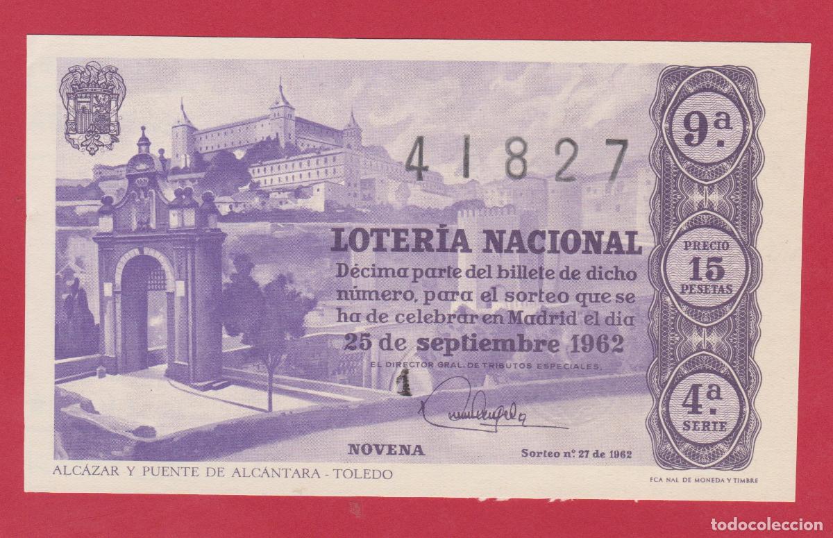 National Spanish Lottery: LOTERIA SORTEO 27 DE 1962
