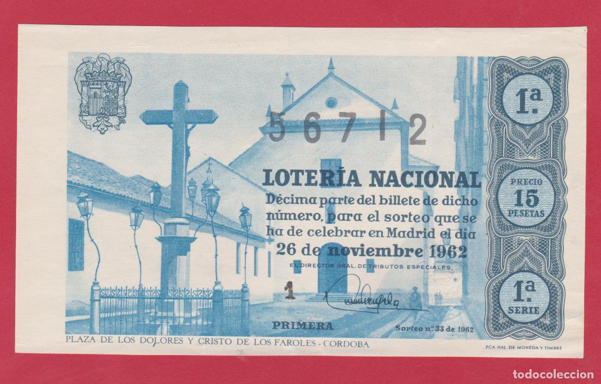 National Spanish Lottery: LOTERIA SORTEO 33 DE 1962