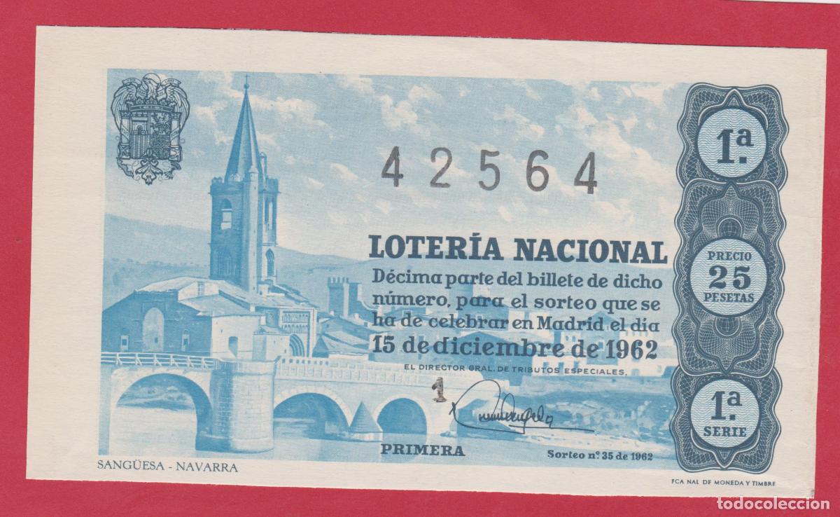 National Spanish Lottery: LOTERIA SORTEO 35 DE 1962
