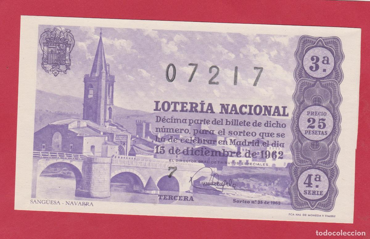 National Spanish Lottery: LOTERIA SORTEO 35 DE 1962