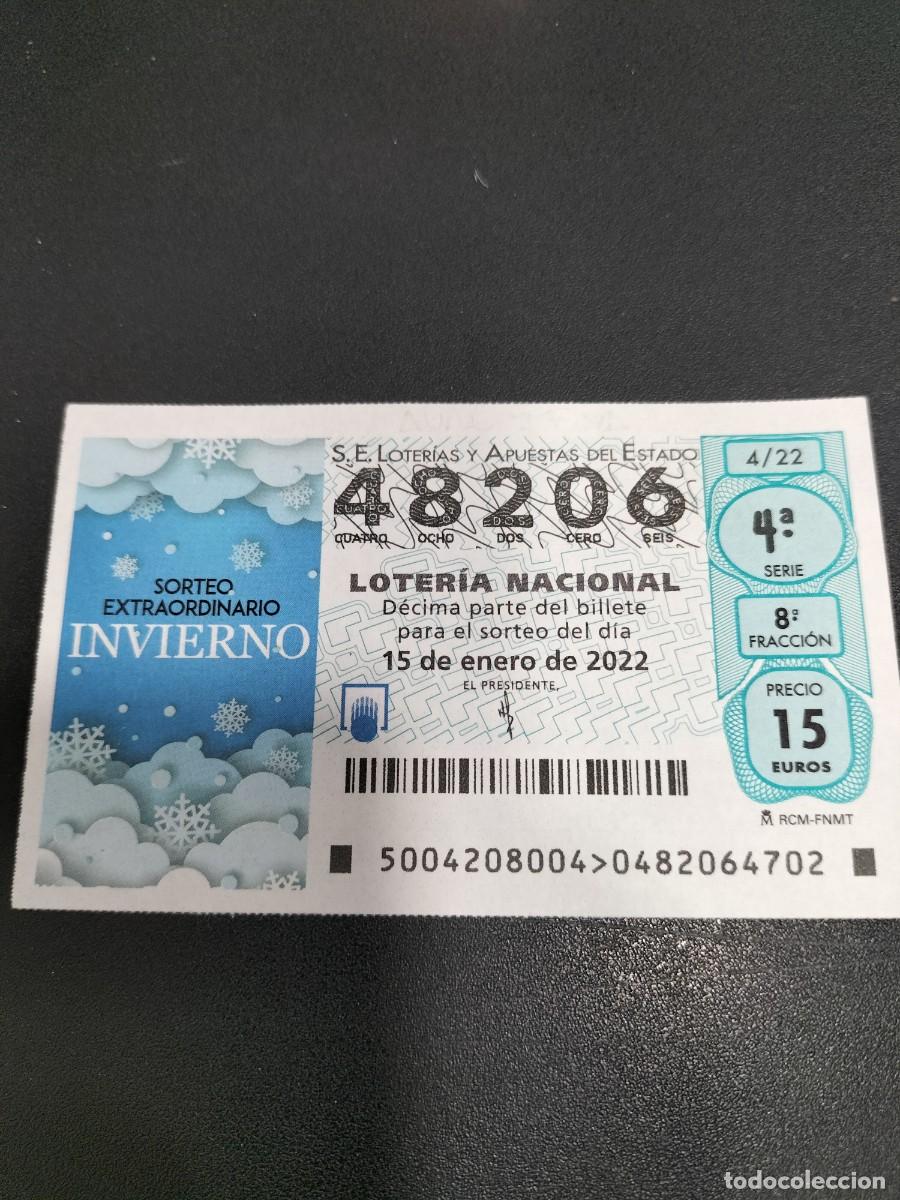 Nationale spanische Lotterie: 1 DECIMO LOTERIA SABADO 15 ENERO 2022 - 4/22 - SORTEO EXTRAORDINARIO INVIERNO