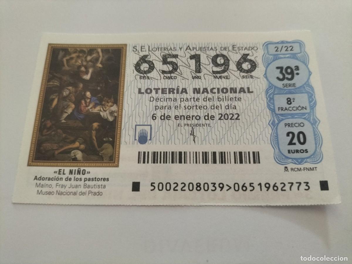 Nationale spanische Lotterie: 1 DECIMO LOTERIA SABADO 6 ENERO 2022 - 2/22 - SORTEO DE EL NI&Ntilde;O - ADORACION DE LOS PASTORES