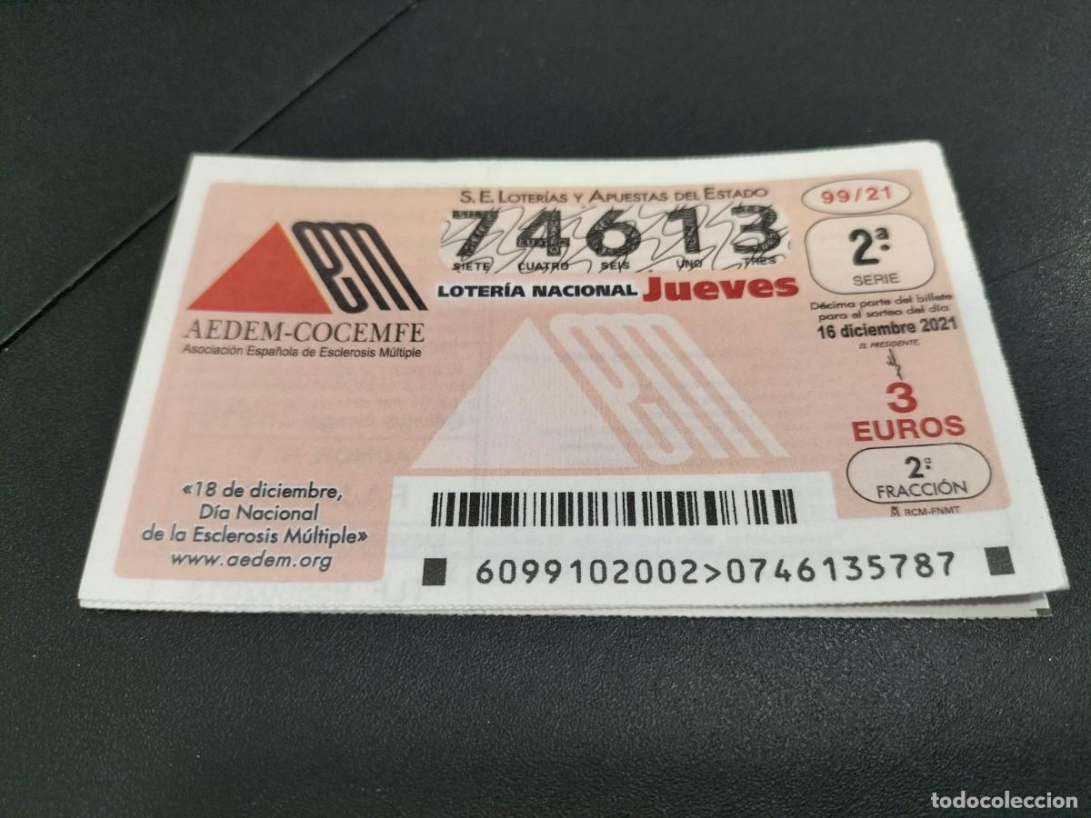Nationale spanische Lotterie: 1 DECIMO LOTERIA JUEVES 16 DICIEMBRE 2021 99/21 DIA DE LA ESCLEROSIS MULTIPLE -MEDICINA ENFERMEDADES