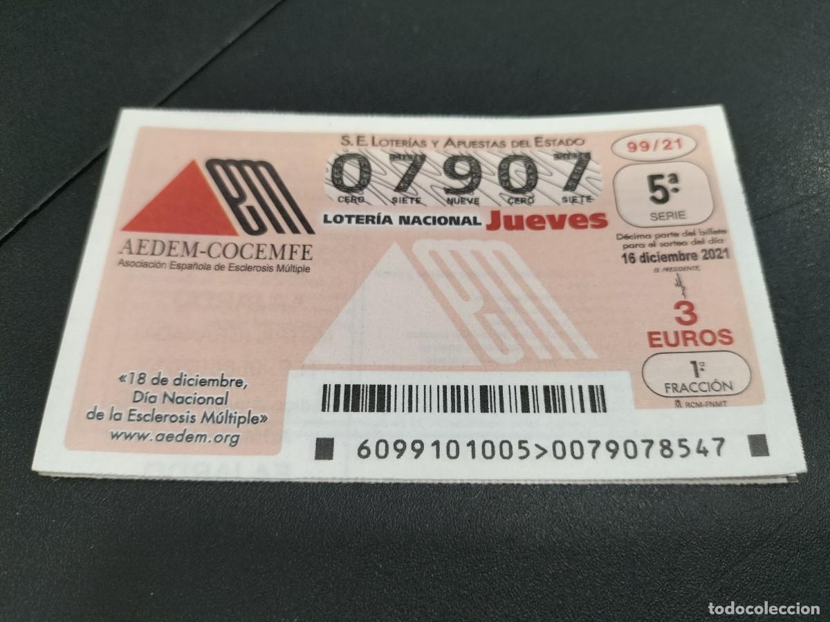 Nationale spanische Lotterie: 1 DECIMO LOTERIA JUEVES 16 DICIEMBRE 2021 99/21 DIA DE LA ESCLEROSIS MULTIPLE -MEDICINA ENFERMEDADES