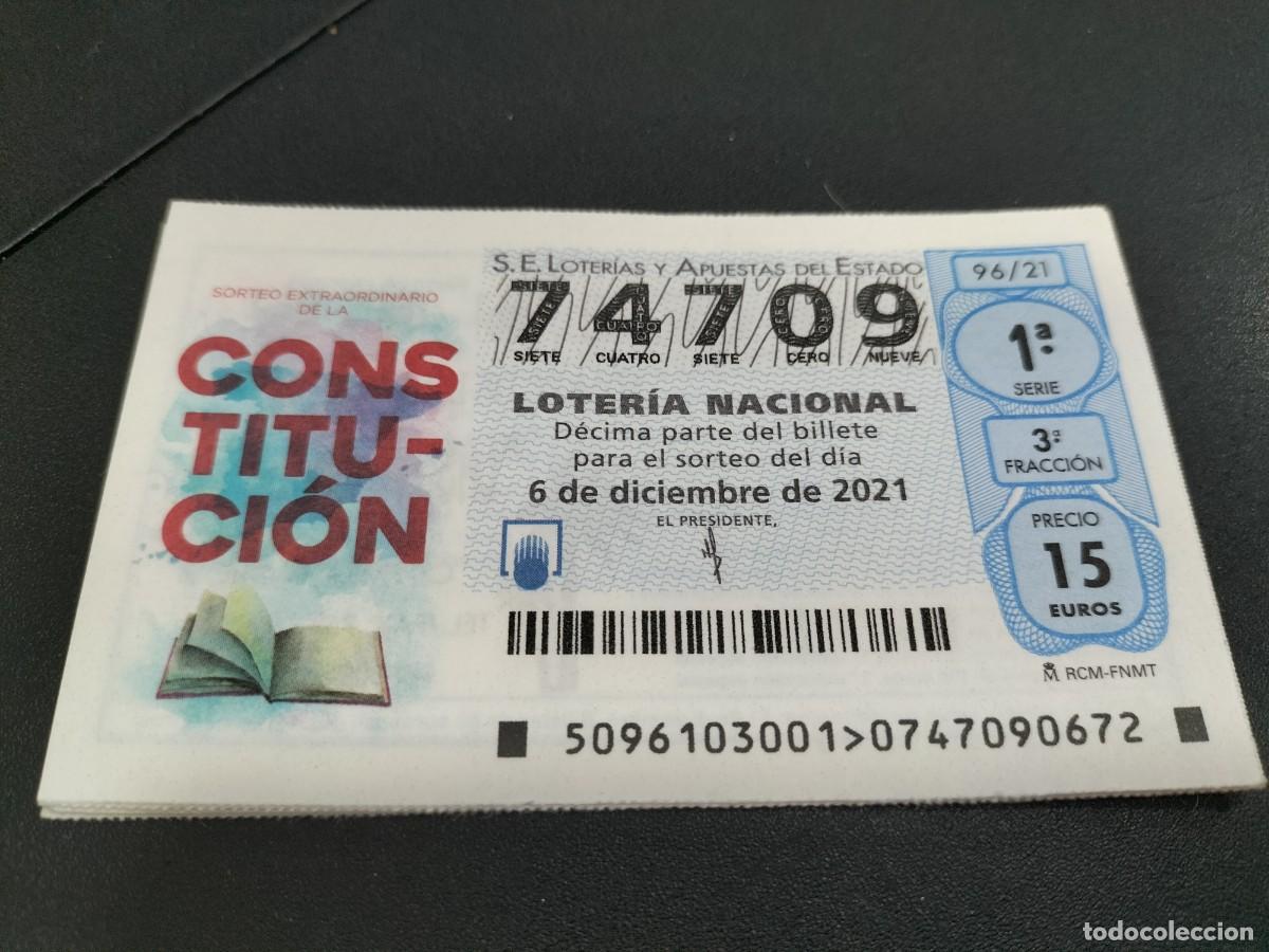 Nationale spanische Lotterie: 1 DECIMO LOTERIA SABADO - 6 DICIEMBRE 2021 - 96/21 - DIA DE LA CONSTITUCION ESPA&Ntilde;OLA - ANIVERSARIO