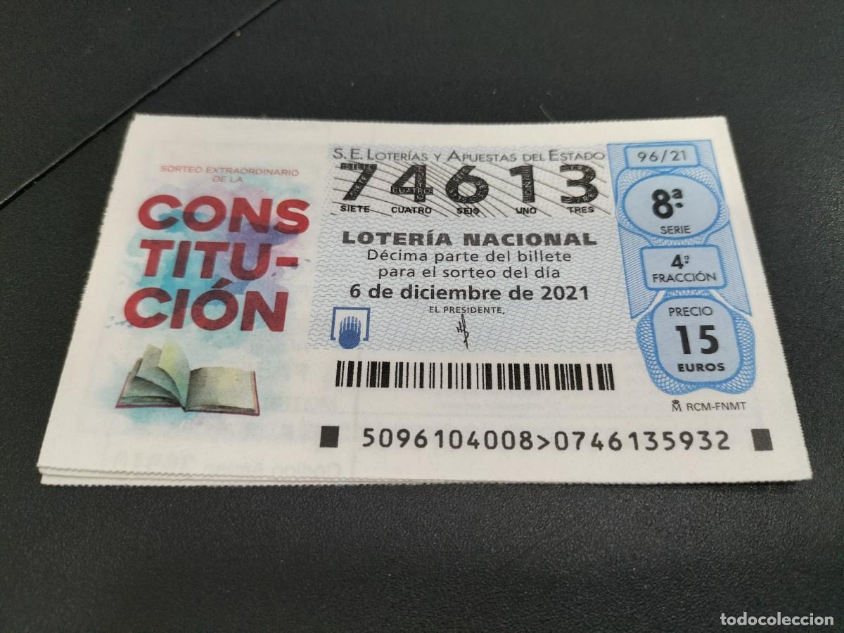 Nationale spanische Lotterie: 1 DECIMO LOTERIA SABADO - 6 DICIEMBRE 2021 - 96/21 - DIA DE LA CONSTITUCION ESPA&Ntilde;OLA - ANIVERSARIO