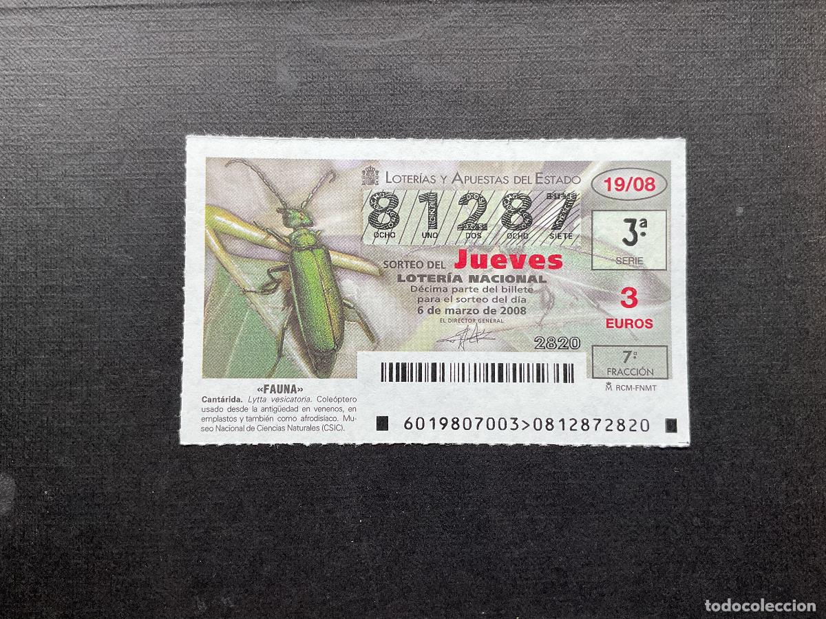 National Spanish Lottery: DECIMO LOTERIA JUEVES N&ordm; 81287 SORTEO 19 A&Ntilde;O 2008