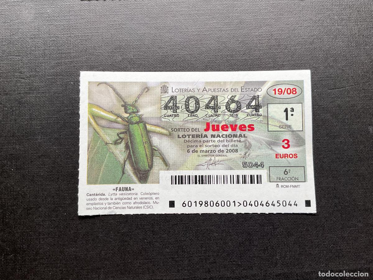 National Spanish Lottery: DECIMO LOTERIA JUEVES N&ordm; 40464 SORTEO 19 A&Ntilde;O 2008