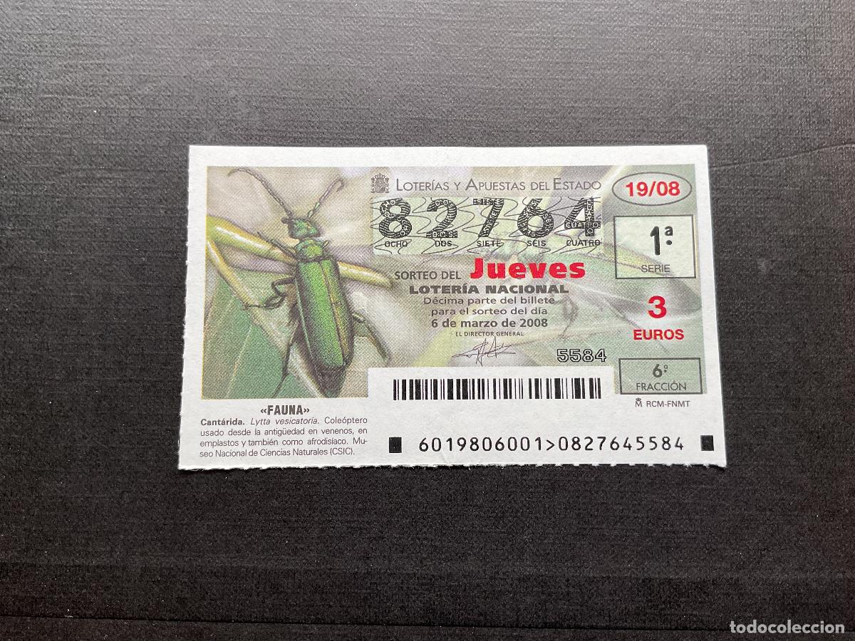 National Spanish Lottery: DECIMO LOTERIA JUEVES N&ordm; 82764 SORTEO 19 A&Ntilde;O 2008, CON DOBLEZ