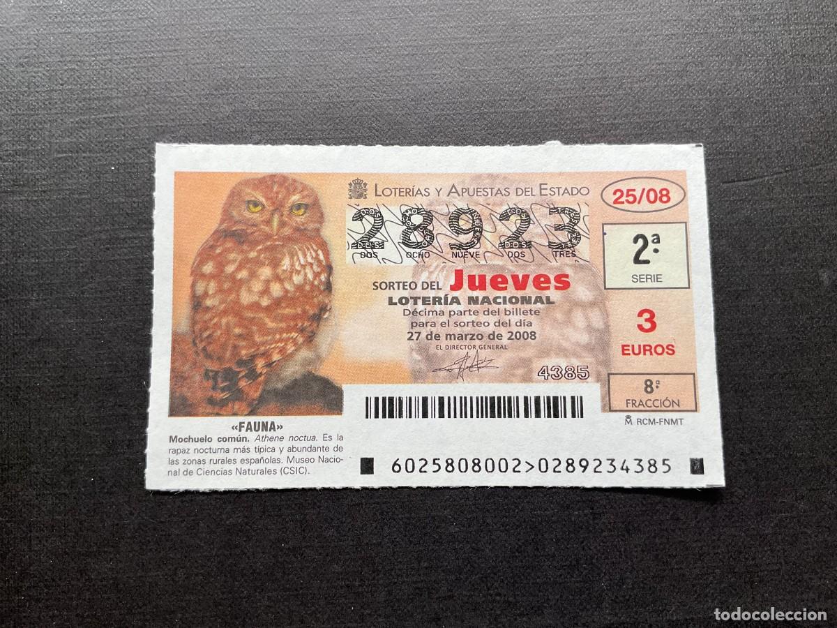 National Spanish Lottery: DECIMO LOTERIA JUEVES N&ordm; 28923 SORTEO 25 A&Ntilde;O 2008
