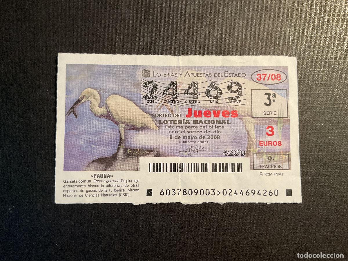 National Spanish Lottery: DECIMO LOTERIA JUEVES N&ordm; 24469 SORTEO 37 A&Ntilde;O 2008, CON DOBLEZ