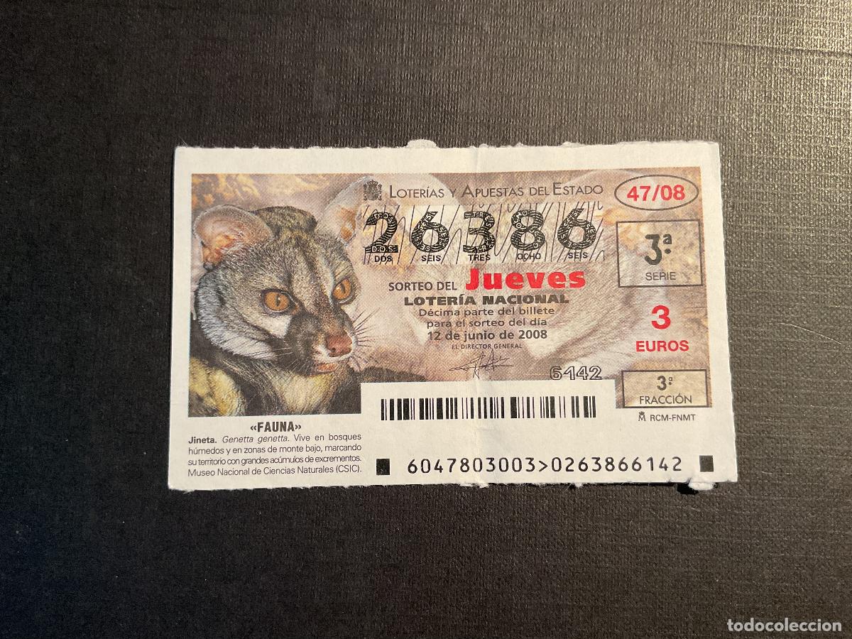 National Spanish Lottery: DECIMO LOTERIA JUEVES N&ordm; 26386 SORTEO 47 A&Ntilde;O 2008, CON DOBLEZ