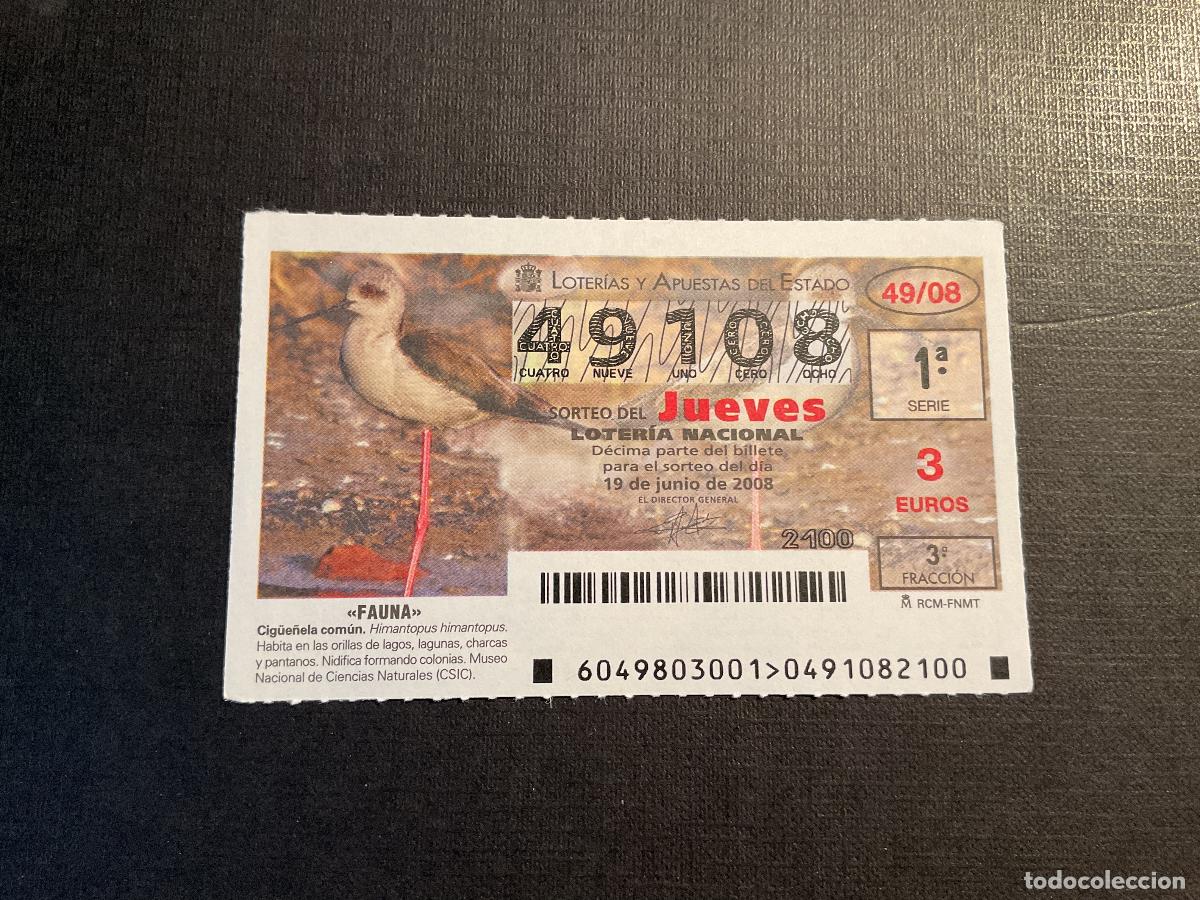National Spanish Lottery: DECIMO LOTERIA JUEVES N&ordm; 49108 SORTEO 49 A&Ntilde;O 2008